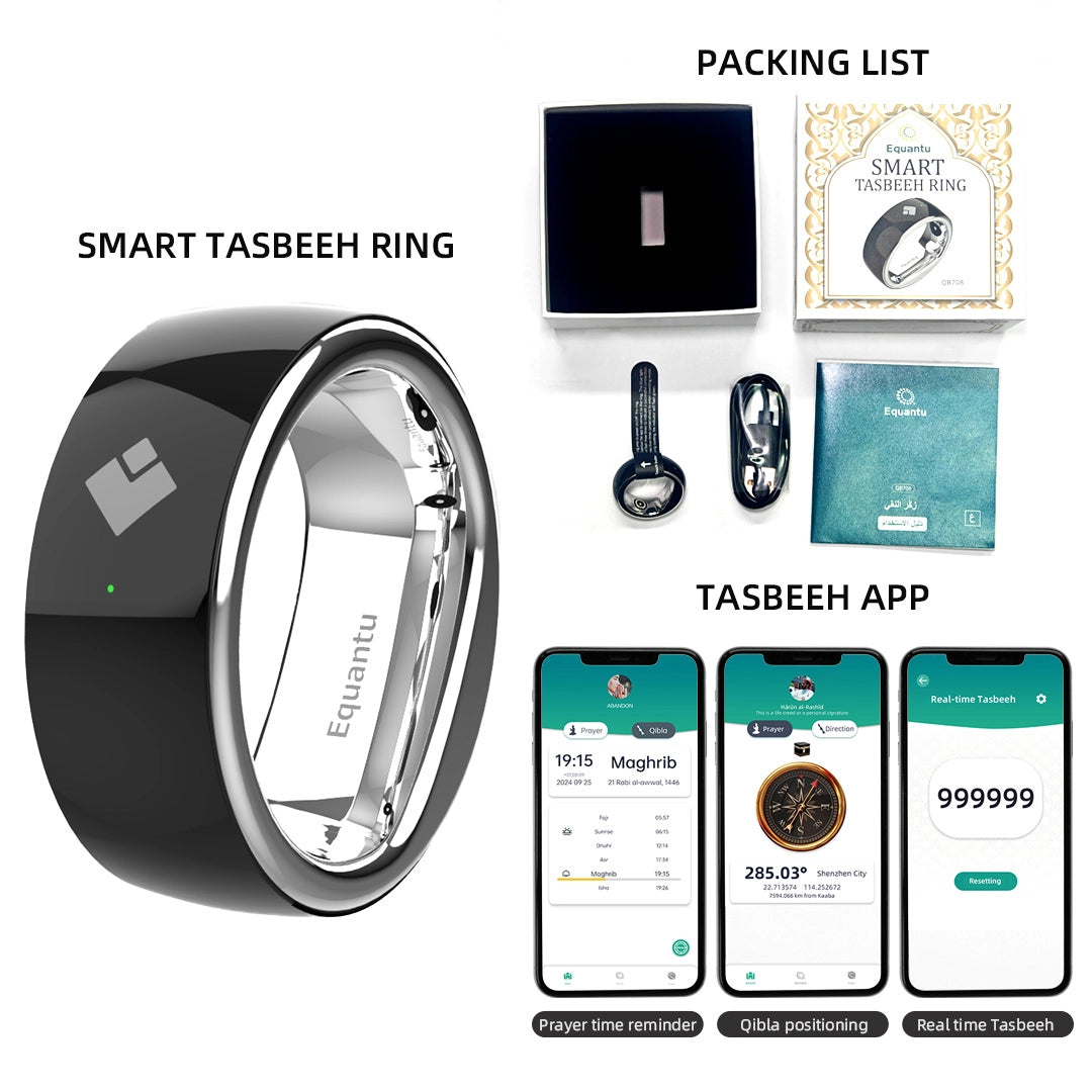 Equantu Zikr Ring Pure (QB708) - Minimalist Smart Prayer Ring