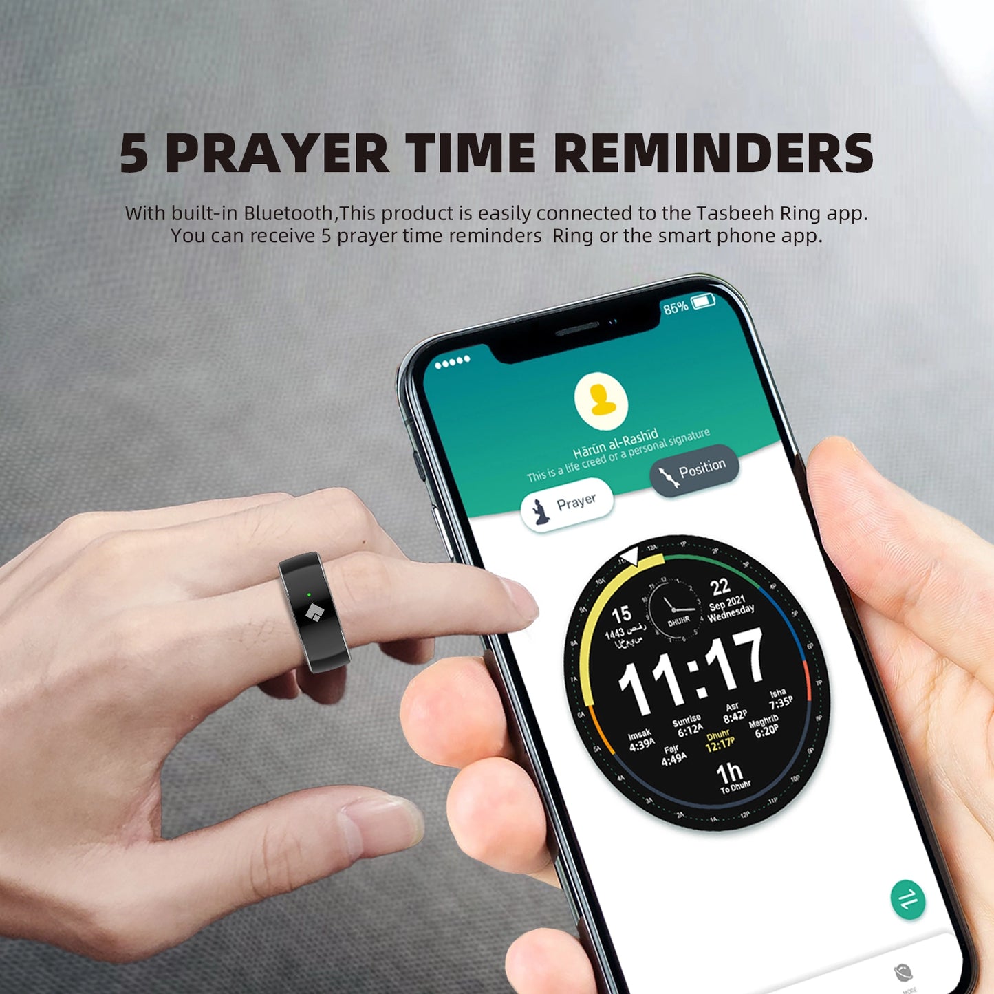 Equantu Zikr Ring Pure (QB708) - Minimalist Smart Prayer Ring