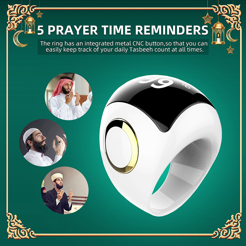 Equantu Zikr Ring Ceramic QB709 - Premium Smart Prayer Ring for Mindfulness