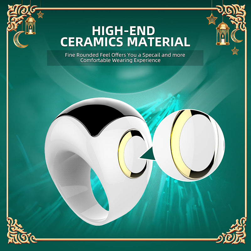 Equantu Zikr Ring Ceramic QB709 - Premium Smart Prayer Ring for Mindfulness
