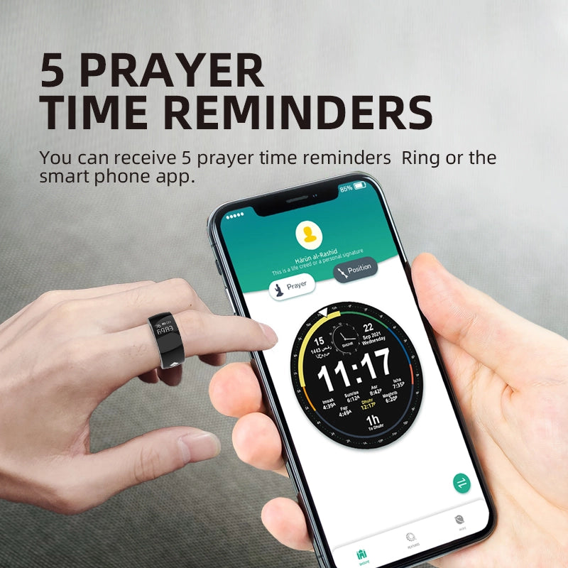 Equantu Zikr Ring Loop (SQ668) - Smart Prayer Counter with Alarm & App Control