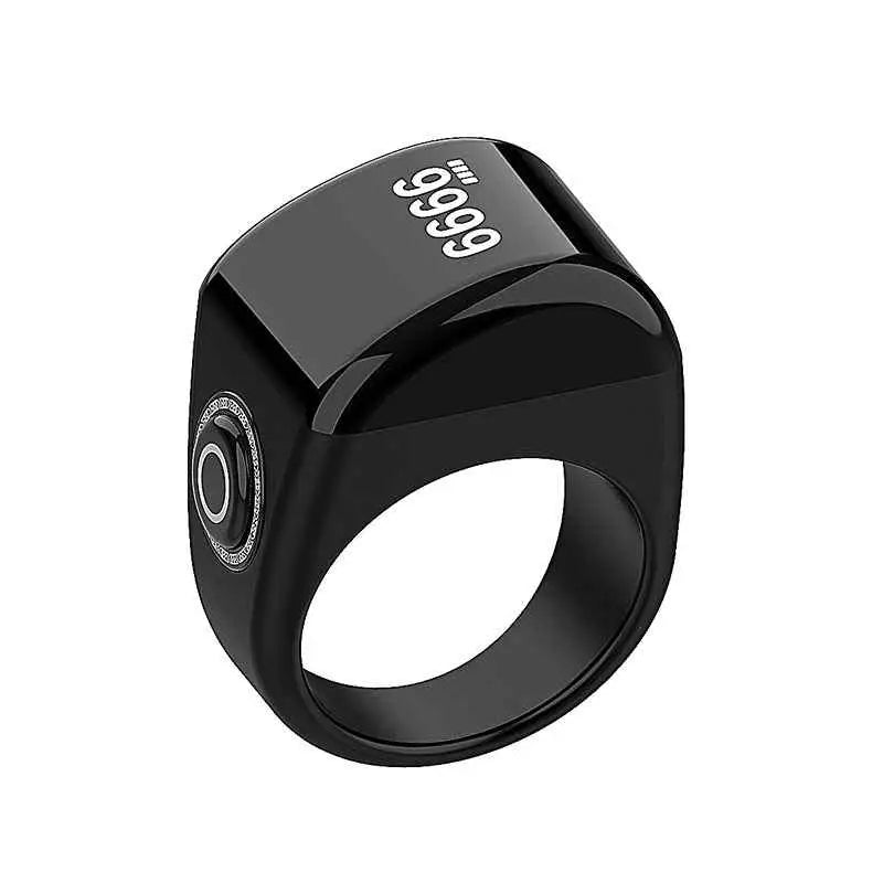 Equantu Zikr Ring Lite (QB702 Lite) - Lightweight Smart Prayer Ring - 18mm / black - Tasbih ring