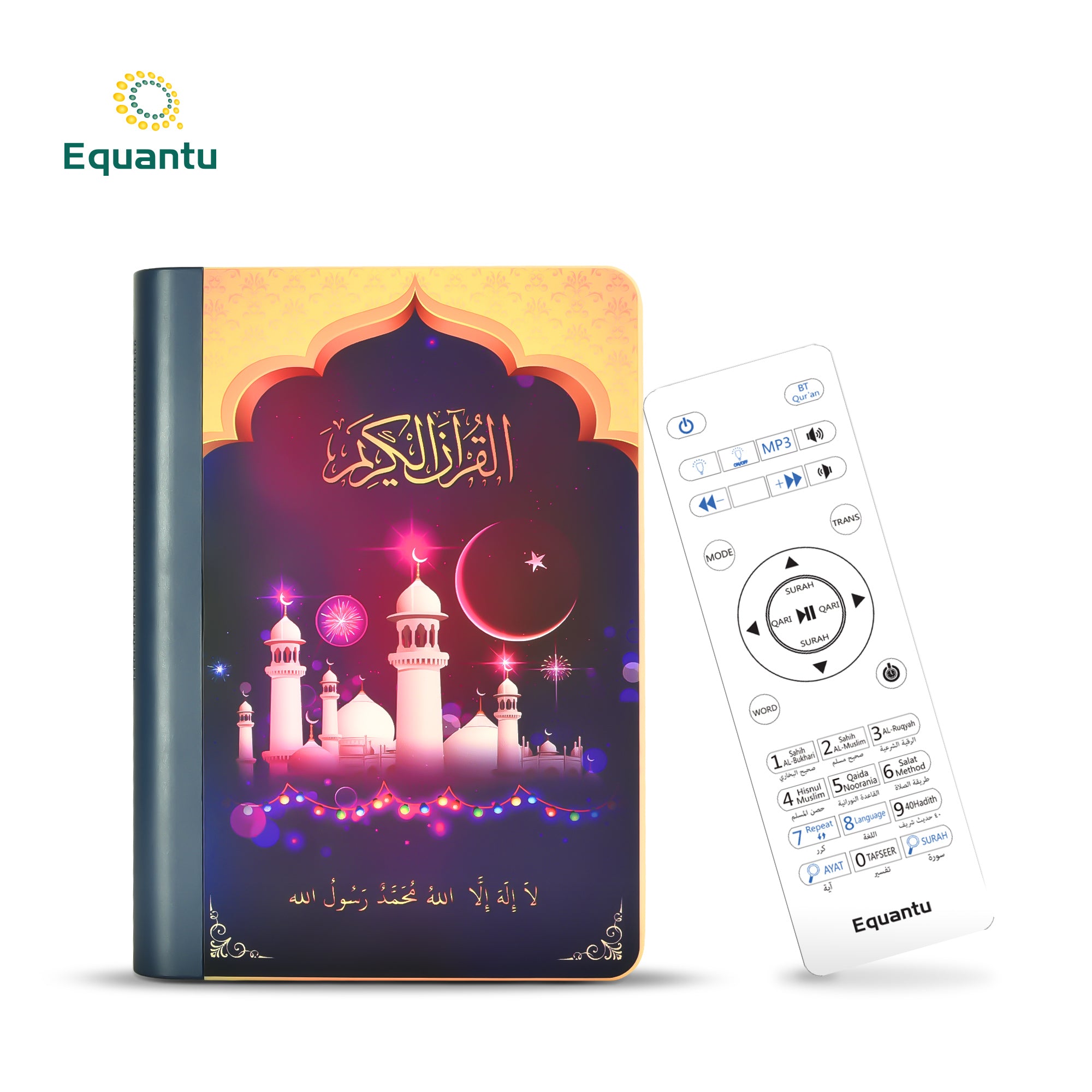 Equantu Quran Speaker Bluetooth Book Lamp 7 Colours Creative Decorative Lamp