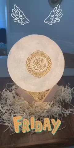 3D Moon Quran Speaker, EQUANTU Bluetooth Quran Speaker APP Remote Control Small Moonlight LED Lamp with Bluetooth Eid Mubarak hajj Gifts