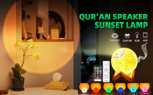 Touch Moon Lamp sunset Quran Speaker Islamic Gift APP Control Portable Al Digital Mp3 Quran Player