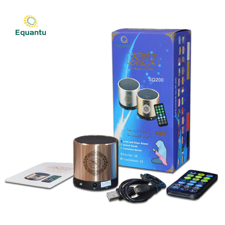 Equantu SQ200 Portable Mini Quran Speaker Remote Control Speaker MP3 Player 8GB TF FM Quran Translator USB Rechargeable Speaker
